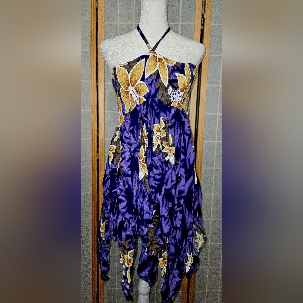 Unity Trading Hawaiian Floral Purple / Yellow / Black Women's Dress Size OS